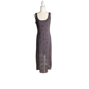 Collections Sheer Beaded Floral Maxi Dress Evening Formal Gown Size 14